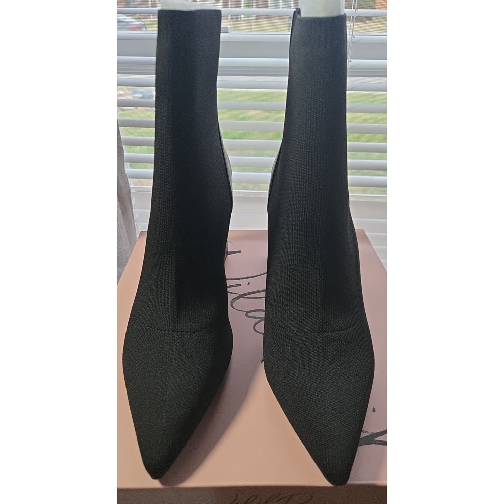Wild Pair Womens Black Knit Ankle Boots Block Heel Pointed Toe Size 8.5 M‎ NIB